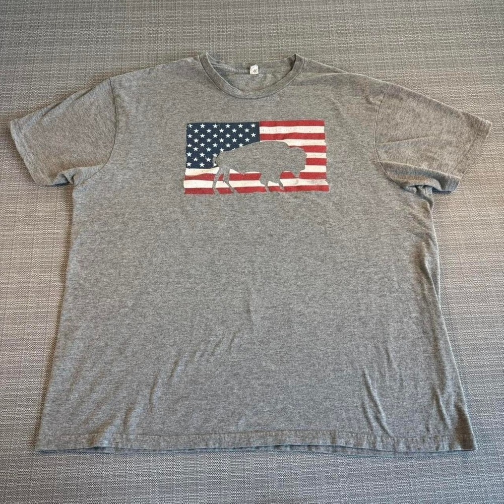 Milltex grey buffalo USA flag Men's tee